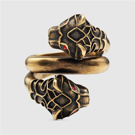 gucci tiger head ring with enamel|Gucci tiger ring silver.